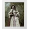 thumbnail image 1 of Corot, Jean-Baptiste-Camille 20x24 White Modern Wood Framed Museum Art Print Titled - Gypsy Girl With Mandolin, 1 of 4