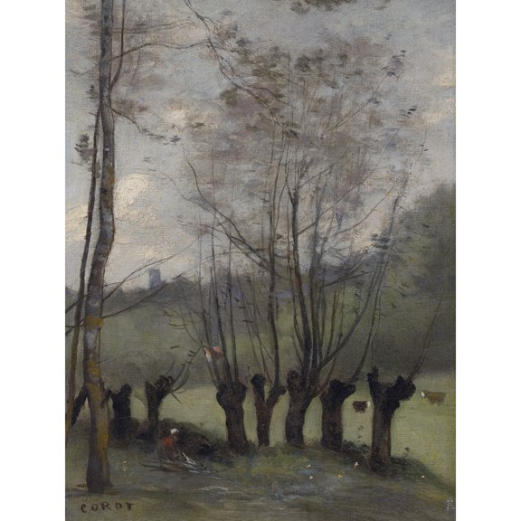 Corot Meadow With Willows Monthlery 1860S Painting Extra Large XL Wall Art Poster Print