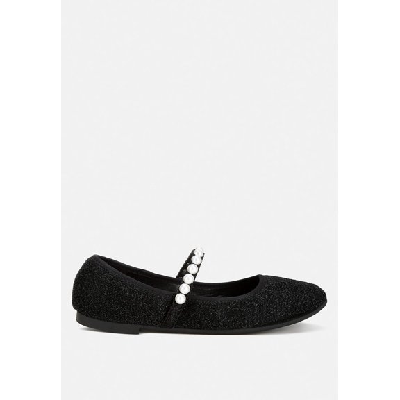 Corphee Pearl Strapped Glitter Ballerinas