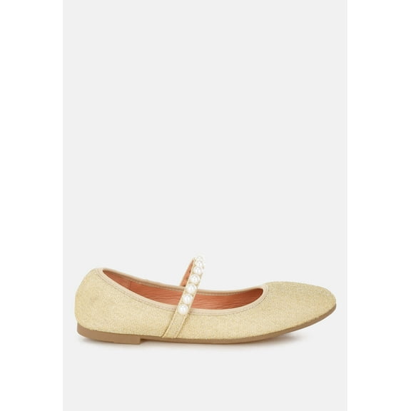 Corphee Pearl Strapped Glitter Ballerinas