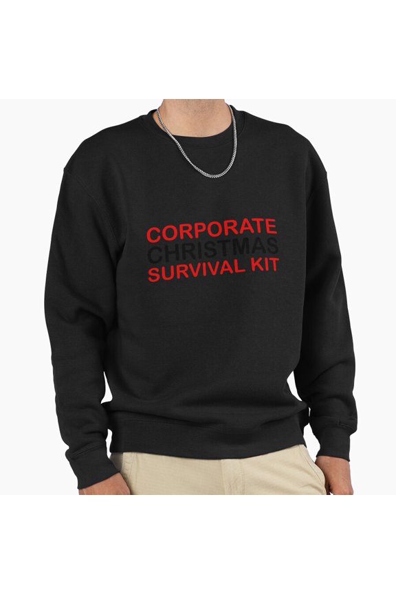 Corporate Christmas Survival Kit Unisex Sweatshirt Funny Retro Vintage Holiday Graphic - Comfortable Fit G3687, Up to Size 5XL