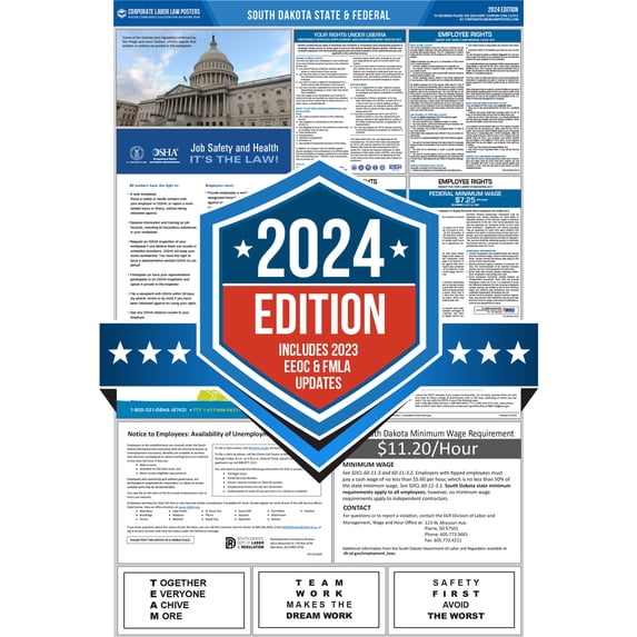 Corporate Labor Law Posters :: 2024 South Dakota State & Federal Labor Law Posters - All in one [Photo Paper-English & Spanish Bundle]