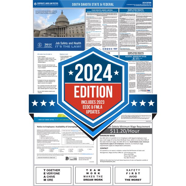 Corporate Labor Law Posters 2024 South Dakota State Federal Labor