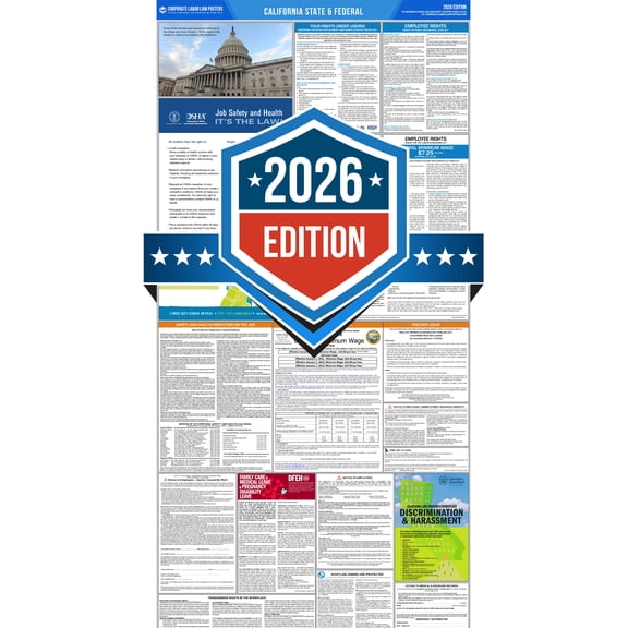 Corporate Labor Law Posters :: 2026 California State & Federal Labor Law Posters All in one [Laminated-English]