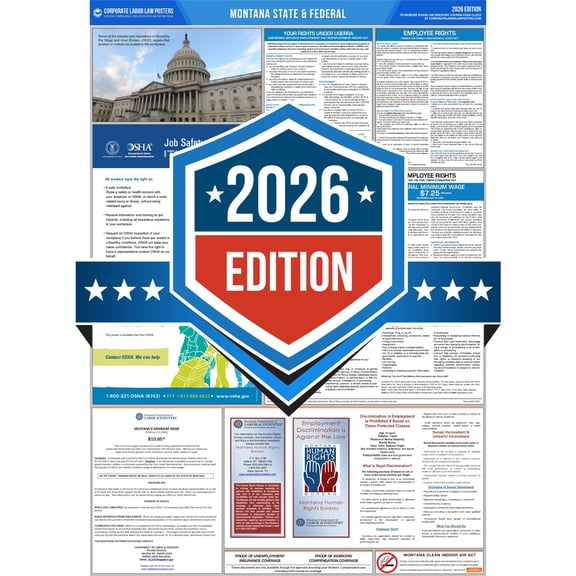 Corporate Labor Law Posters :: 2026 Montana State & Federal Labor Law Posters - All in one [Laminated-Spanish]