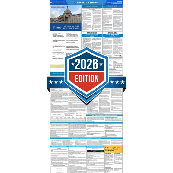 Corporate Labor Law Posters :: 2026 New Jersey State & Federal Labor Law Posters - All in one [Laminated-English & Spanish Bundle]