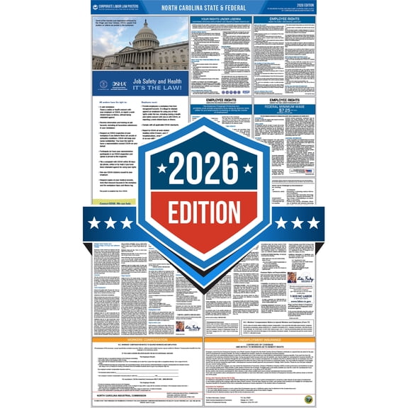 Corporate Labor Law Posters :: 2026 North Carolina State & Federal Labor Law Posters - All in one [Laminated-English]