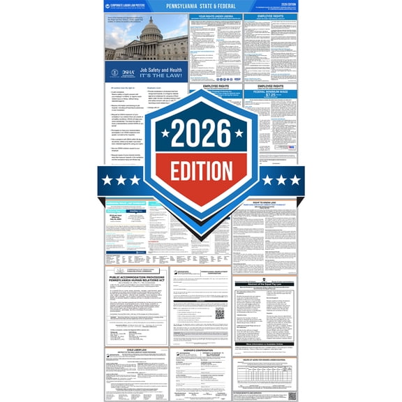 Corporate Labor Law Posters :: 2026 Pennsylvania State & Federal Labor Law Posters - All in one [Laminated-English]