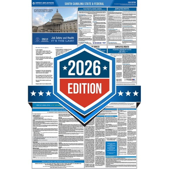 Corporate Labor Law Posters :: 2026 South Carolina State & Federal Labor Law Posters - All in one [Laminated-English & Spanish Bundle]