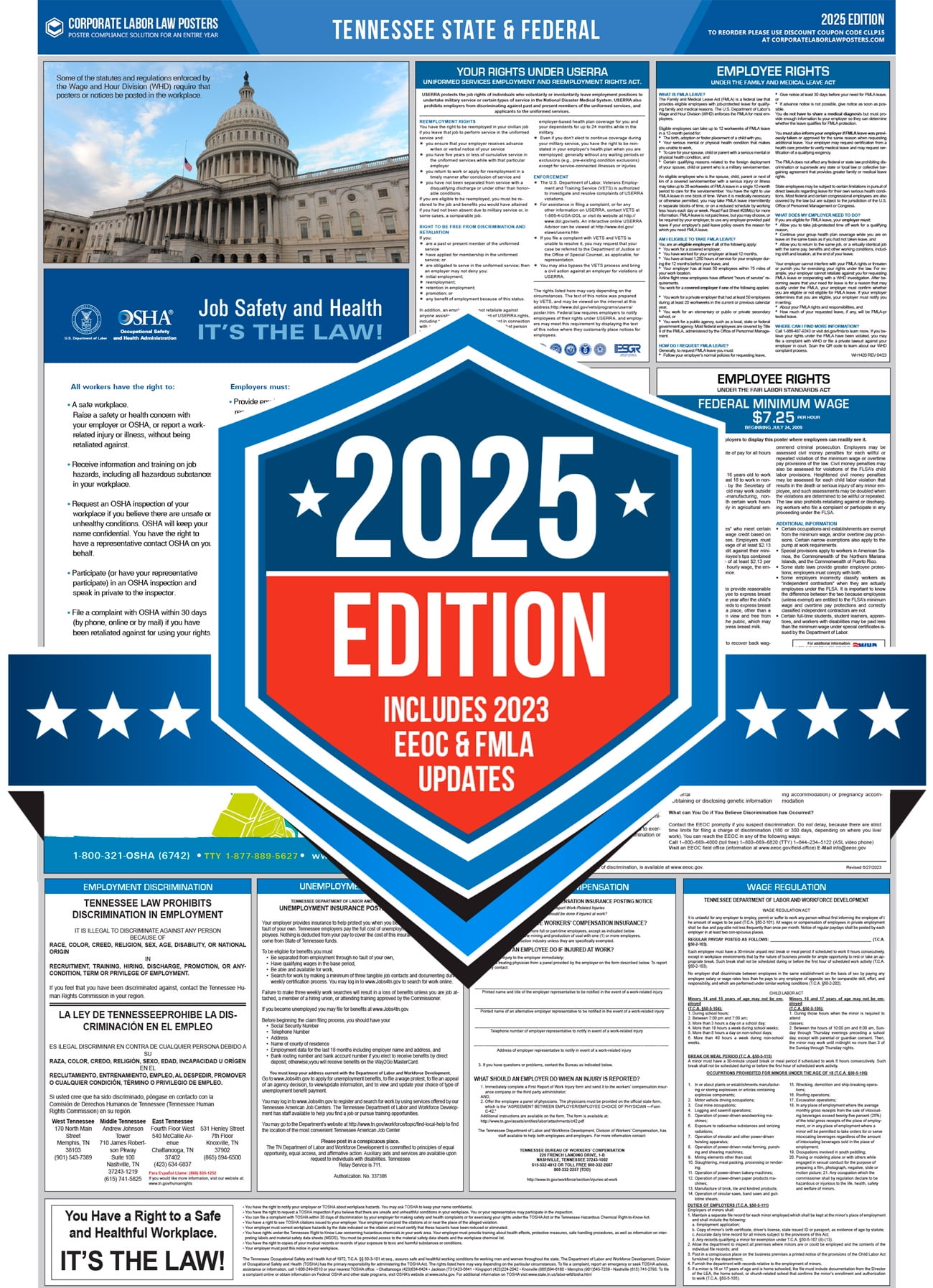 Corporate Labor Law Posters 2025 Tennessee State Federal Labor Law