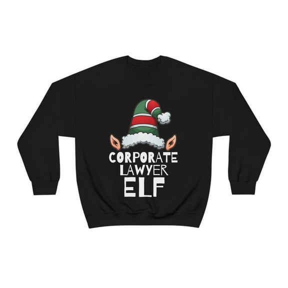 Corporate Lawyer Elf Unisex Sweatshirt, S-2XL Christmas Law School Elves