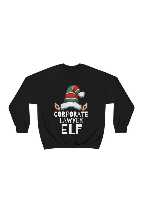 Corporate Lawyer Elf Unisex Sweatshirt, S-2XL Christmas Law School Elves