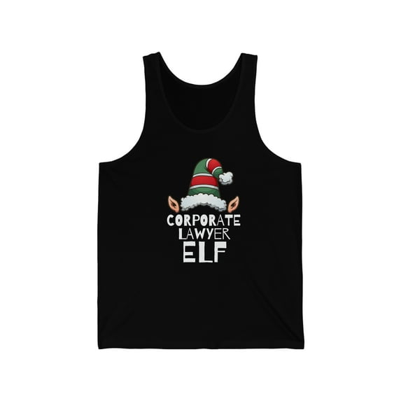 Corporate Lawyer Elf Unisex Tank Top, XS-2XL Christmas Attorney Law School