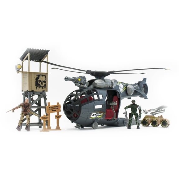 Corps Elite L&S Helicopter Action Figure Set with Machine Gun and Accessories