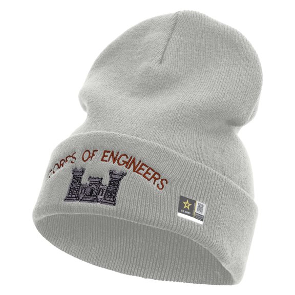 Corps of Engineers Embroidered Long Knitted Beanie - Heather Grey OSFM