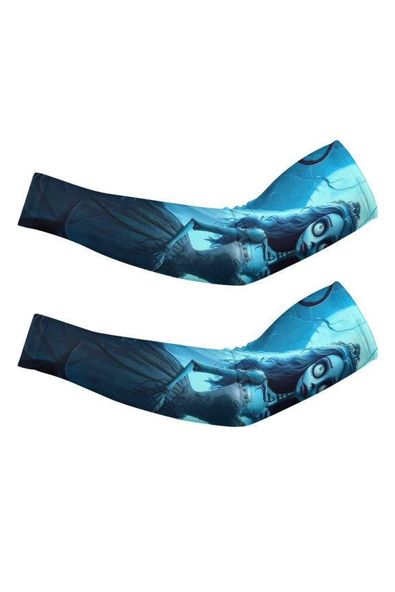 Corpse-Bride Arm Sleeve (Pack of 2) for Men & Women, Cooling Arm Sleeves Summer Sun Protection Arm Sleeves For Baseball Cycling Golf Running L