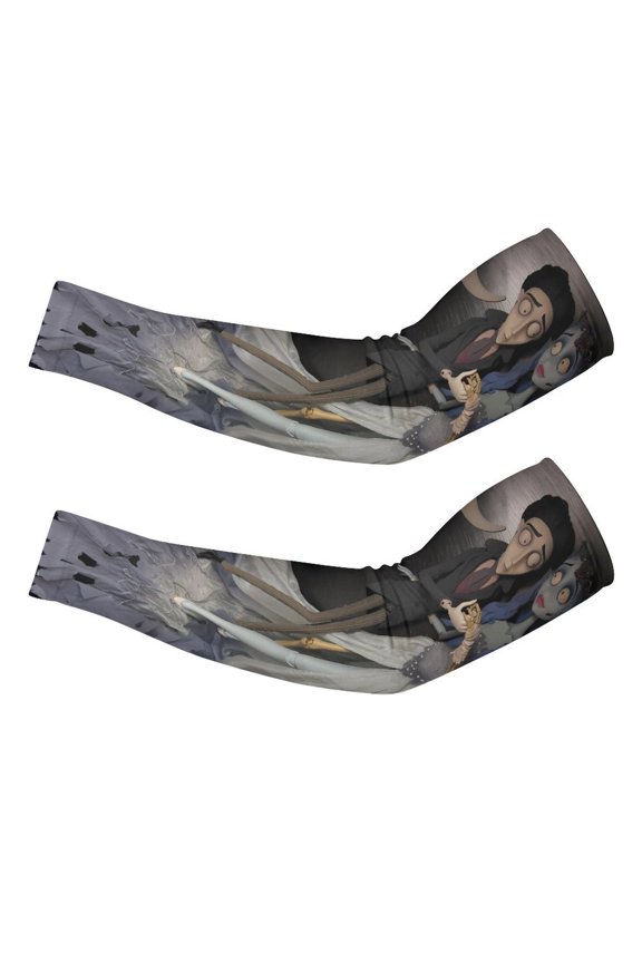 Corpse-Bride Arm Sleeve (Pack of 2) for Men & Women, Cooling Arm Sleeves Summer Sun Protection Arm Sleeves For Baseball Cycling Golf Running M