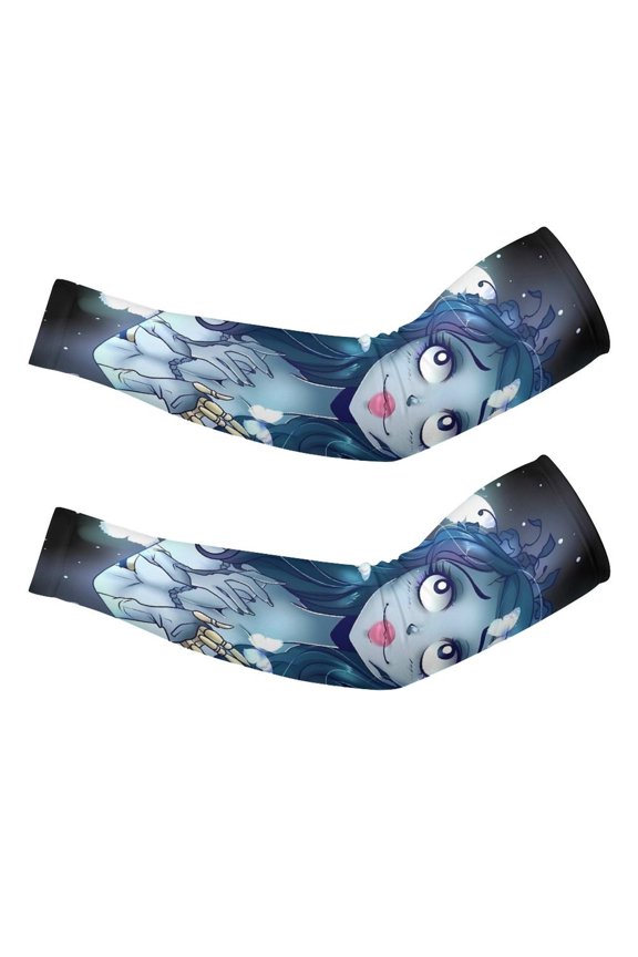Corpse-Bride Arm Sleeve (Pack of 2) for Men & Women, Cooling Arm Sleeves Summer Sun Protection Arm Sleeves For Baseball Cycling Golf Running M