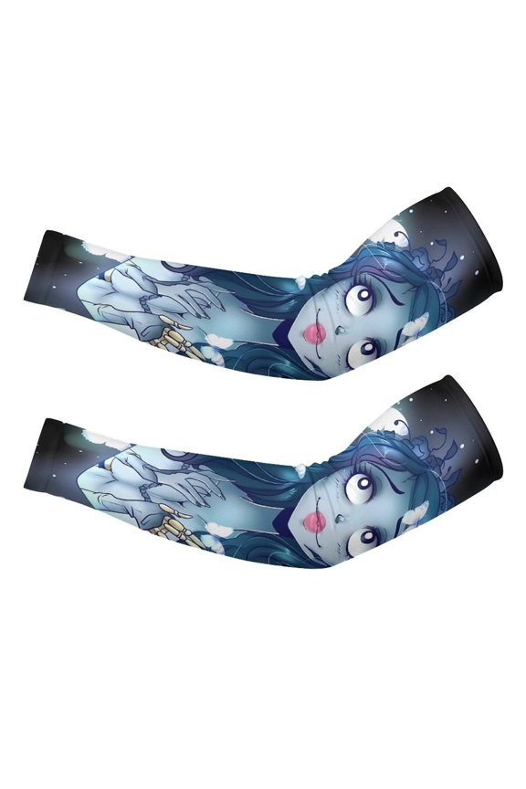 Corpse-Bride Arm Sleeve (Pack of 2) for Men & Women, Cooling Arm Sleeves Summer Sun Protection Arm Sleeves For Baseball Cycling Golf Running S