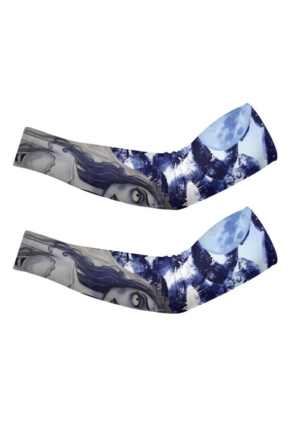 Corpse-Bride Arm Sleeve (Pack of 2) for Men & Women, Cooling Arm Sleeves Summer Sun Protection Arm Sleeves For Baseball Cycling Golf Running XL