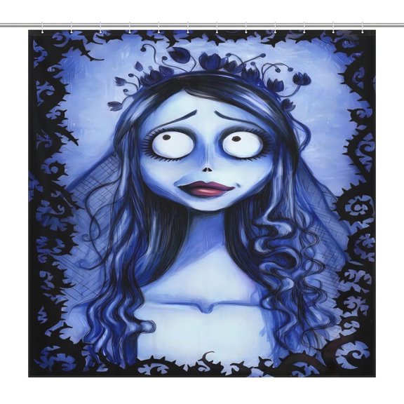 Corpse Bride Shower Waterproof Bath Curtain with Bathroom Fabric for Bathroom With 12 Hooks for Adults, Teens and Kids 72x72Inch (183x183cm)