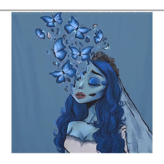 Corpse Bride Shower Waterproof Bath Curtain with Bathroom Fabric for Bathroom With 12 Hooks for Adults, Teens and Kids 72x72Inch (183x183cm)