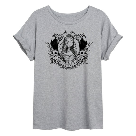 Corpse Bride - Bride Portrait with Crows & Skulls - Women's Oversized T-Shirt