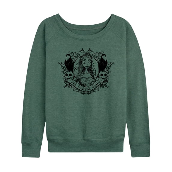 Corpse Bride - Bride Portrait with Crows & Skulls - Women's Lightweight French Terry Long Sleeve Shirt