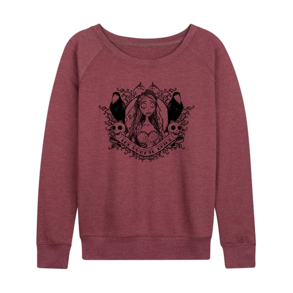 Corpse Bride - Bride Portrait with Crows & Skulls - Women's Lightweight French Terry Long Sleeve Shirt