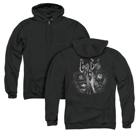 Corpse Bride Bride To Be (Back Print) Adult Zipper Hoodie Sweatshirt Black