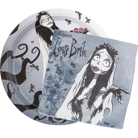 Corpse Bride Butterflies And Roses 32ct Paper Napkin and Plate Party Pack