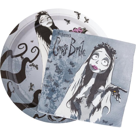 Corpse Bride Butterflies And Roses 32ct Paper Napkin and Plate Party Pack