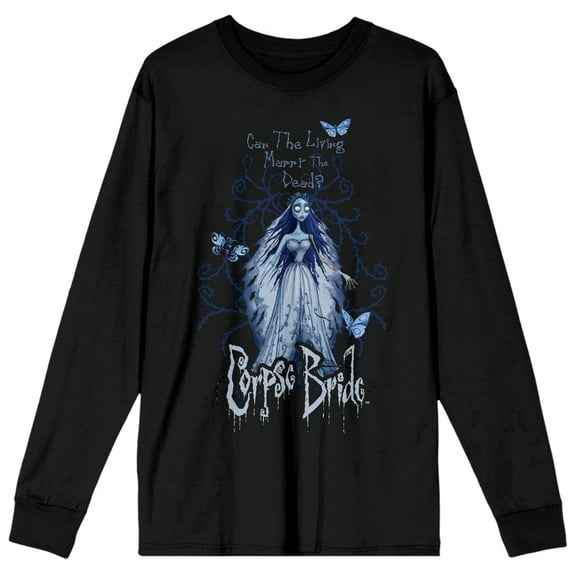 Corpse Bride Can The Living Marry The Dead? Women's Black Long Sleeve Tee-Medium