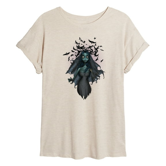 Corpse Bride - Crows Flying Over Zombie Bride - Juniors Ideal Flowy Muscle T-Shirt