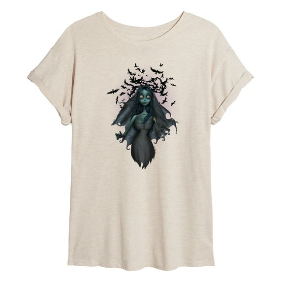 Corpse Bride - Crows Flying Over Zombie Bride - Juniors Ideal Flowy Muscle T-Shirt