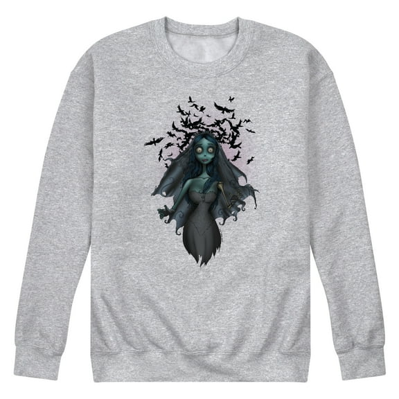 Corpse Bride - Crows Flying Over Zombie Bride - Men's Crew Neck Fleece Pullover