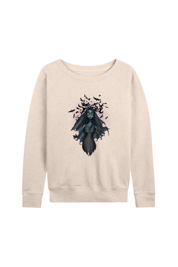 - Crows Flying Over Zombie Bride - Women's Lightweight French Terry Long Sleeve Shirt