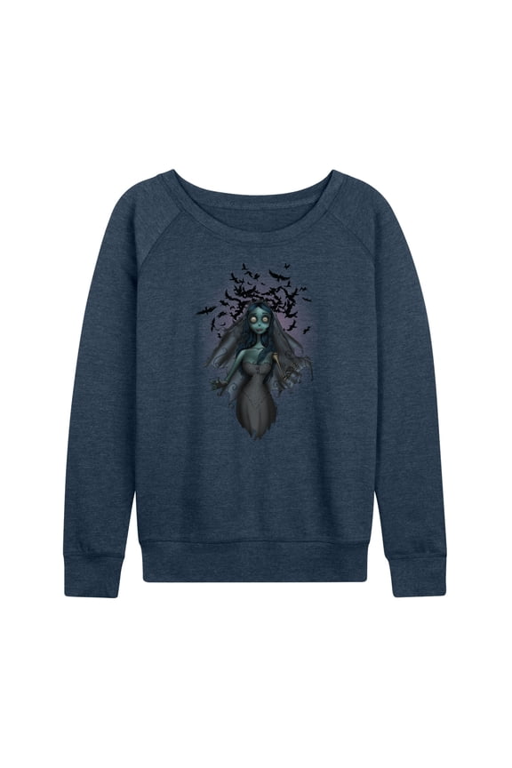 - Crows Flying Over Zombie Bride - Women's Lightweight French Terry Long Sleeve Shirt