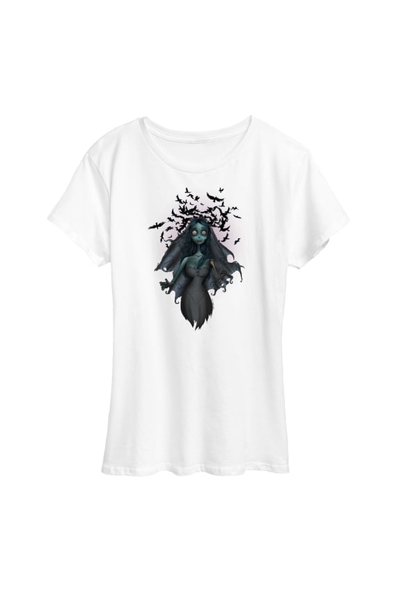 - Crows Flying Over Zombie Bride - Women's Short Sleeve Graphic T-Shirt