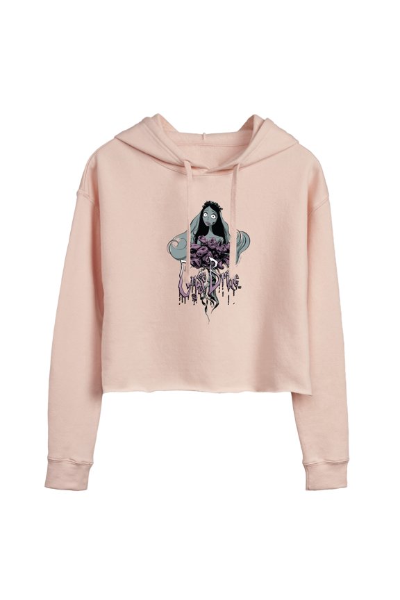 - Dying Roses in Hand - Juniors Cropped Pullover Hoodie