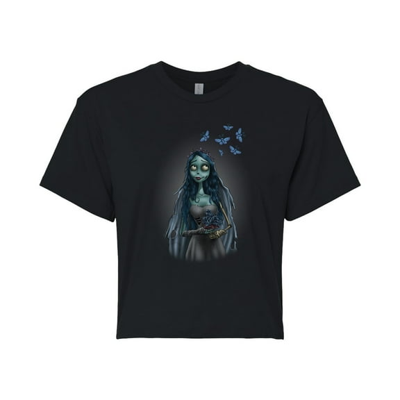 Corpse Bride - Even Zombie Brides Get Butterflies - Juniors Cropped Cotton Blend T-Shirt