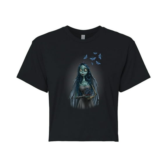Corpse Bride - Even Zombie Brides Get Butterflies - Juniors Cropped Cotton Blend T-Shirt