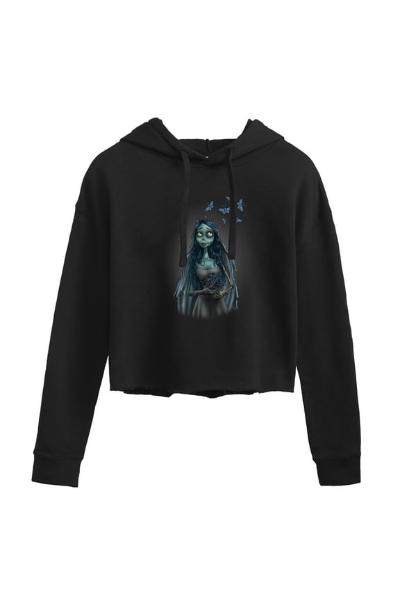 - Even Zombie Brides Get Butterflies - Juniors Cropped Pullover Hoodie
