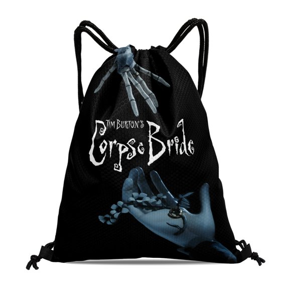 Corpse Bride Gift Drawstring Bag:Waterproof, ideal for fitness, hiking, swimming, travel, beach, and shopping, measuring 15.7*17.7 inches (40cm45cm.
