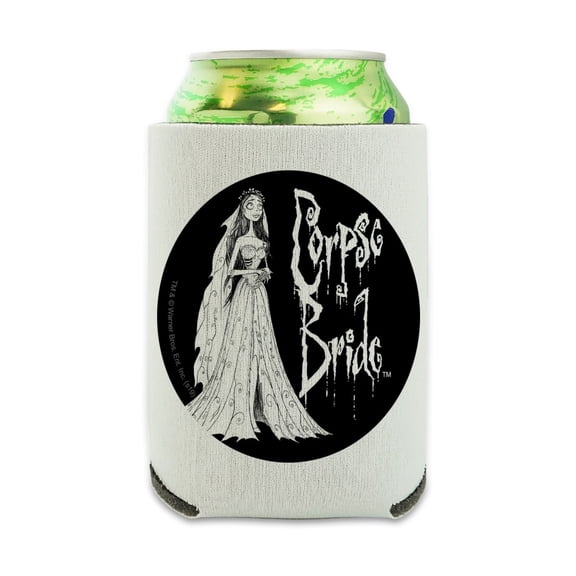 Corpse Bride Logo and Silhouette Can Cooler - Drink Sleeve Hugger Collapsible Insulator - Beverage Insulated Holder