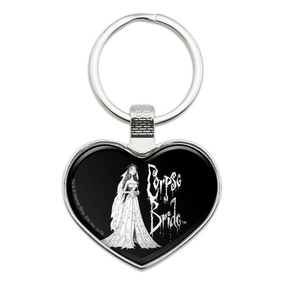 Corpse Bride Logo and Silhouette Keychain Heart Love Metal Key Chain Ring