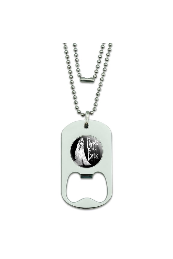 Corpse Bride Logo and Silhouette Military Dog Tag Bottle Opener Pendant