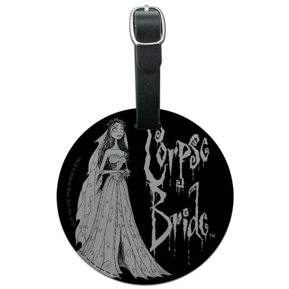 Corpse Bride Logo and Silhouette Round Leather Luggage Card Suitcase Carry-On ID Tag