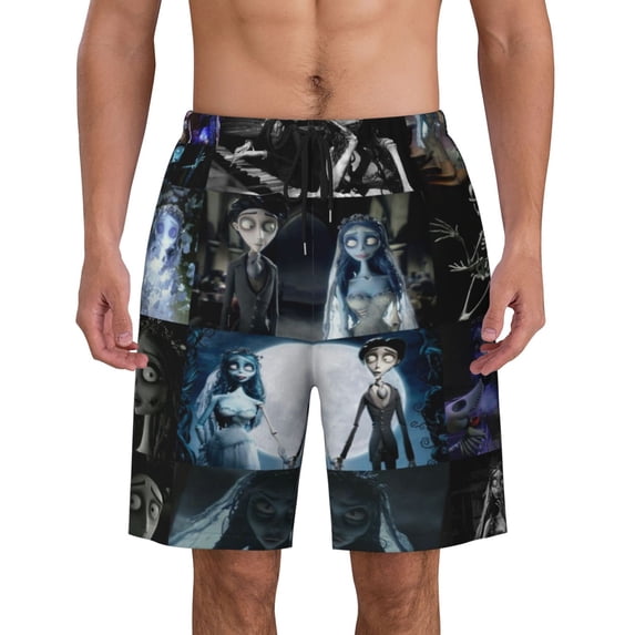 Corpse Bride Men's Swim Trunks Quick Dry Beach Board Shorts with Pockets Mesh Lining Bathing Suits