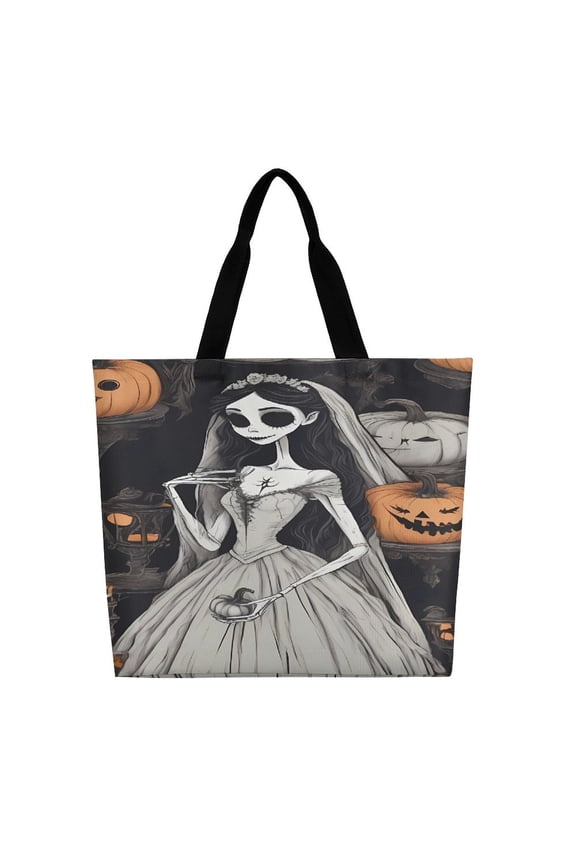 Corpse Bride Shoulder Shopping Bag Large Reusable Shopping Bags Portable Storage Handbag for Women Gift 40x40x16cm
